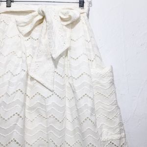 Anthropologie Tracy Reese Belted Waves Lined Eyelet Skirt 4 Coastal White Nights
